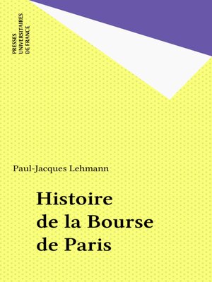 cover image of Histoire de la Bourse de Paris